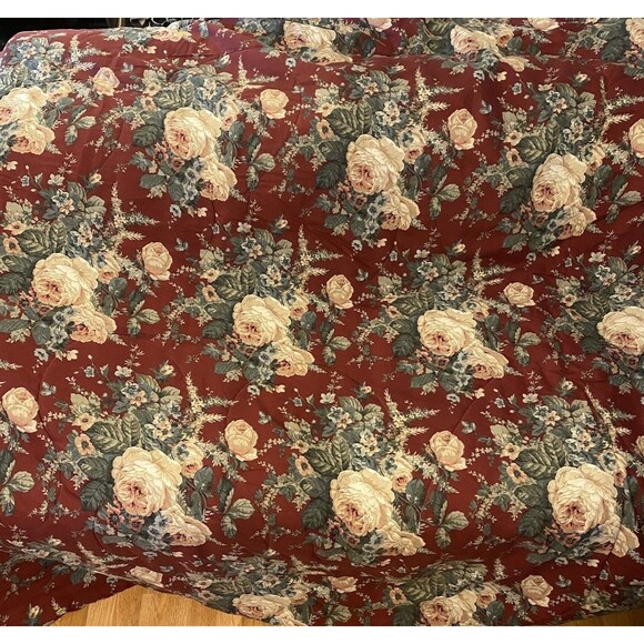 Vintage Dan Rivers Queen Reversible Comforter Floral Stripe + 2 Shams - Picture 2 of 7